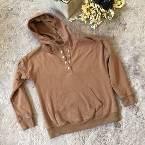 Button Down Tan Brown Hoodie